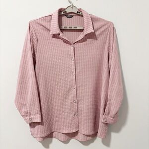Max Button-Up Blouse Womens Size 2XL Pink Textured Casual Long Sleeve
